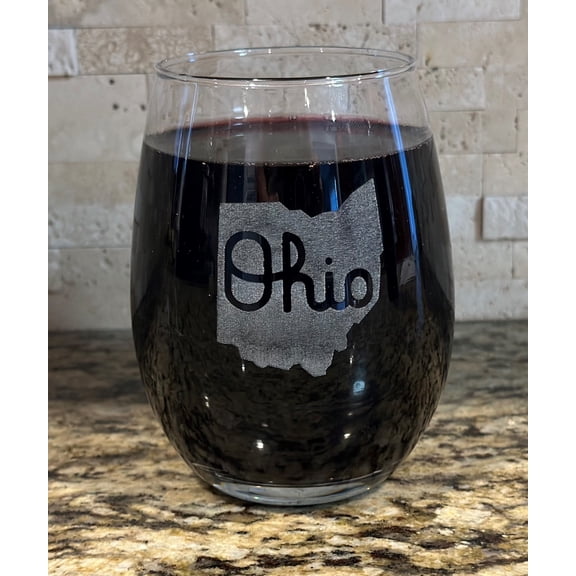 Ohio Basket Chic State of Ohio Wine Glass State of Ohio Wine Glass with Script Ohio