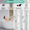 thumbnail image 2 of Cortina de ducha blanca de 180 x 200 cm, impermeable, textil, cortina de baño lavable con 12 anillas para cortina de ducha, cortinas de ducha de poliéster con base de peso, cortina de baño con patrón, 2 of 5