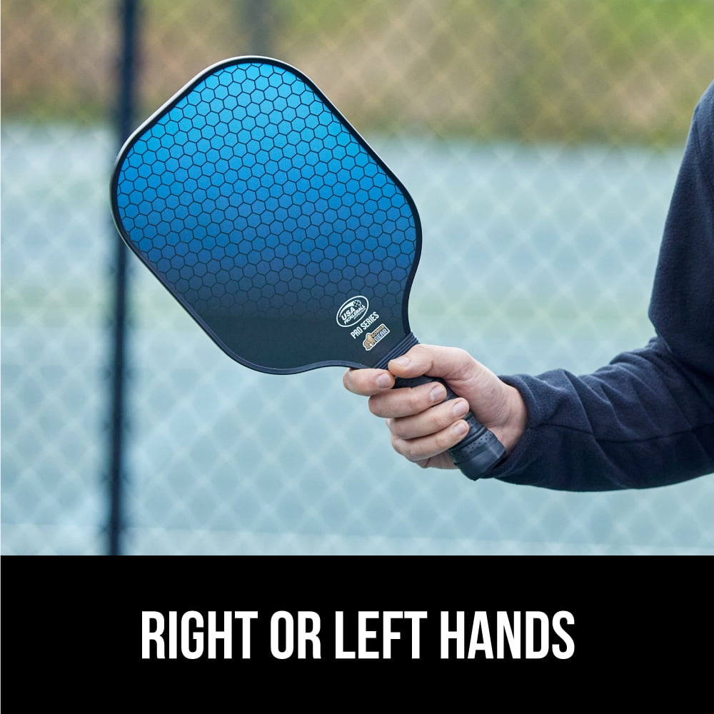 Gorilla Gear Pickleball Paddle Set of 2 with Pickleball Balls, Bag, USAPA Approved Fiberglass Racket, Blue