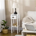 thumbnail image 2 of White Narrow End Table with Drawer and Shelf, Slim Design Accent Table for Small Spaces, Living Room Bedroom Nightstand, 2 of 10