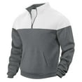 thumbnail image 6 of LIaqionyy Men's Mock Neck Sweatshirts Quarter Zip Color Block Long Sleeve Casual Pullover Sweatshirt, 6 of 7