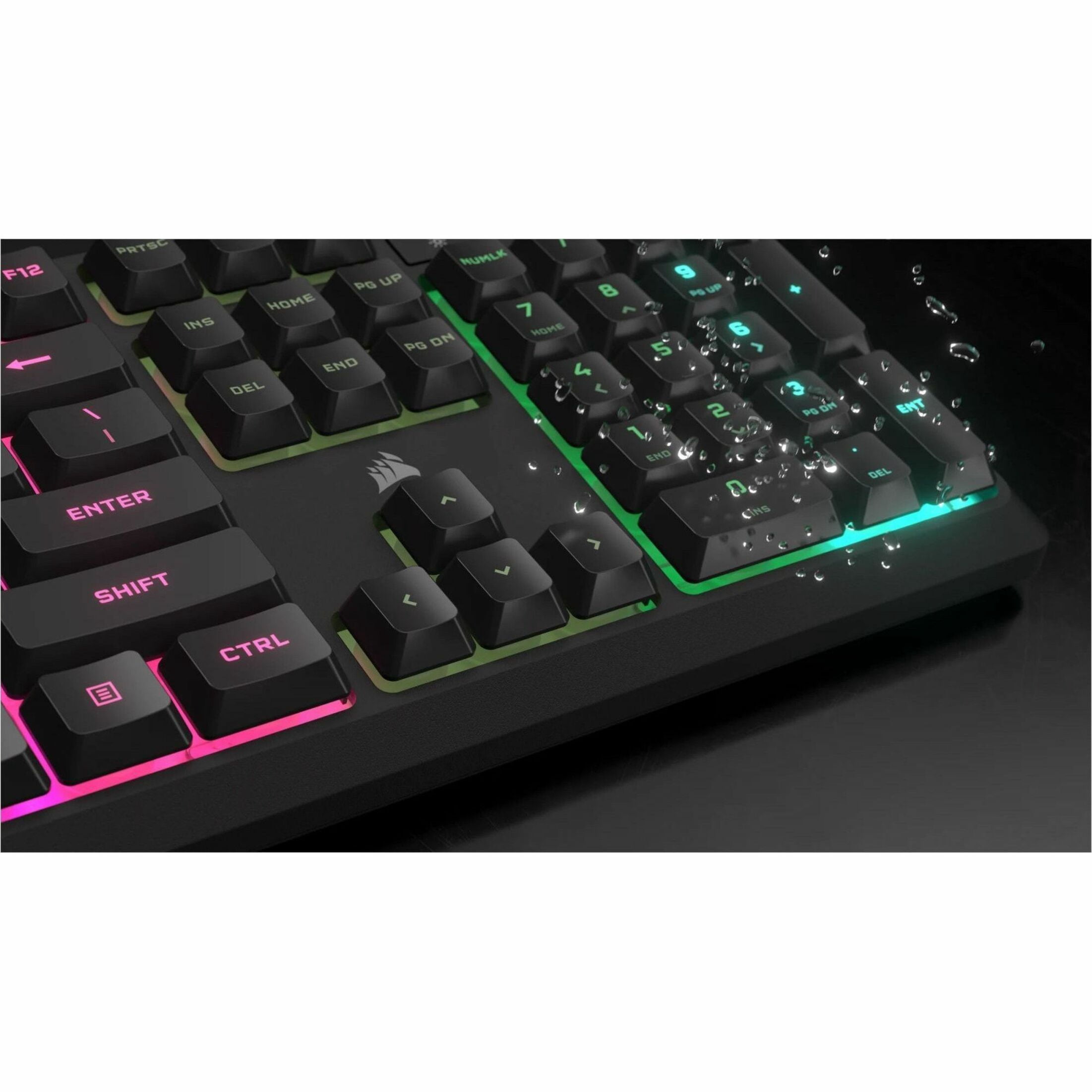 Corsair K55 CORE RGB Gaming Keyboard - Black - Cable Connectivity - Full-size - USB 2.0 Type A Interface - RGB LED - 110 Key(s) - Windows Lock Key, Brightness, Volume Control, Play/Pause, Multimedi...