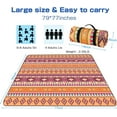 thumbnail image 3 of Large Picnic Blanket 3-Layer Thickening Soft Camping Blankets Waterproof,Machine Washable Beach Mat for Outdoor Travel Hiking Park Concerts or Family Party (Orange Boho - 77x79 inches), 3 of 6