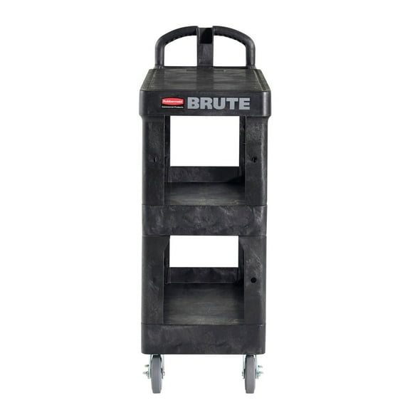 Rubbermaid Brute 3-Shelf Heavy-Duty Ergo Utility Cart Small Black 2203280