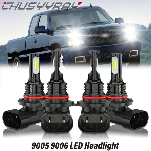 For Chevy Silverado 1500 2500HD 1999-2005 2006 4x 6000K White LED Headlight High Low Beam Bulbs Kit