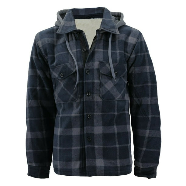 VKWEAR - Men's Heavyweight Flannel Zip Up Fleece Lined Plaid Sherpa ...