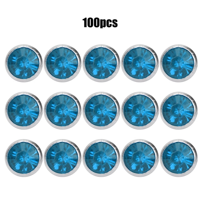 M Buder Diamantes Acrílicos Decorativos de 8 mm / 0.31 inches con Borde Plateado y Base, Remaches de Cristal Brillante para Manualidades DIY, Ropa, Zapatos y Bolsos, Color Azul Claro
