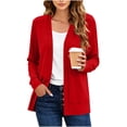 thumbnail image 2 of Yertdoel Cardigan Sweaters for Women Solid Color Long Sleeve Open Front Knit Cardigans Fashion Lightweight Cozy Casual Outerwear Top, 2 of 6