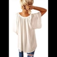 thumbnail image 2 of Blusas Elegantes e Informales para Mujer, -Verano 2025, Cuello en V, Corta, Blusas de Informales para Negocios. Beige S, 2 of 7