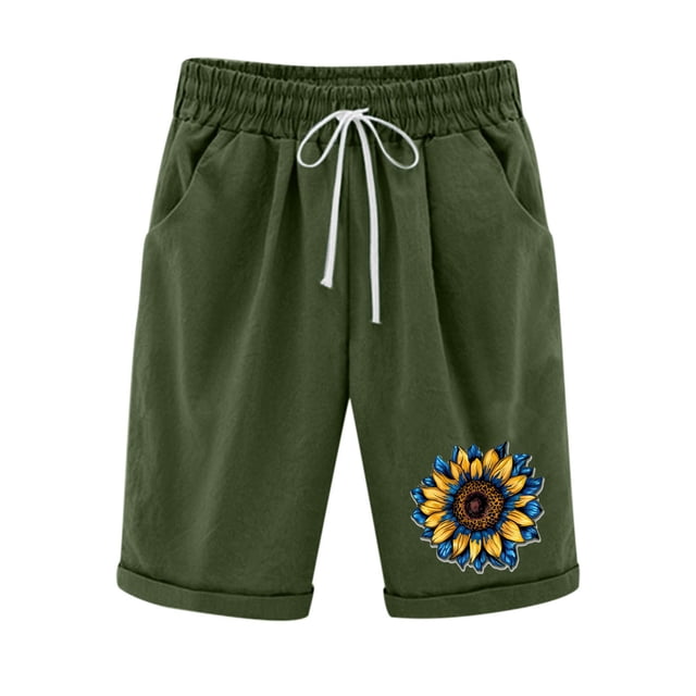 Mujeres Pantalones Cortos Casual Estampado Elástico de la Cintura Medio Pantalones Cortos, Casual con Bolsillos para el Uso Diario