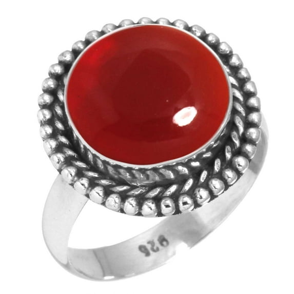 925 Silver Ring For Women - Teens Red Garnet Quartz Stone Silver Ring Size 5.5 January Birthstone Simple Silver Ring Size 5.5 Gift For Ladies On Engagement 925 Gemstone Silver Jewelry