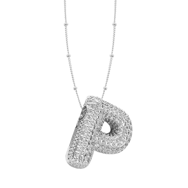 Collar Colgante de Oro Collar de Carta Incrustado con Collar de Cobre Hueco, Collar Colgante de Diamante de Carta Collar de Carta de Oro