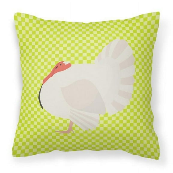 Carolines Treasures BB7809PW1818 White Holland Turkey Green Fabric Decorative Pillow, 18 x 18 in.
