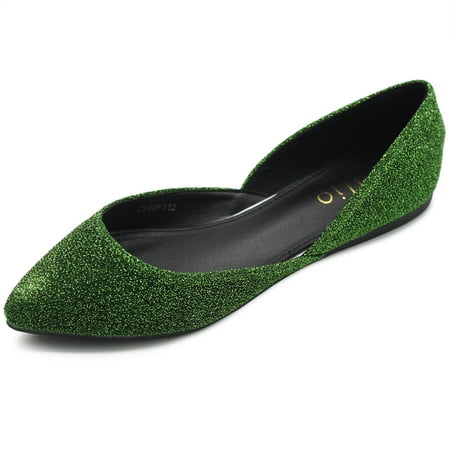

Ollio Women s Shoes Glitter Casual Comfort Light Pointed Toe Ballet Flats F112
