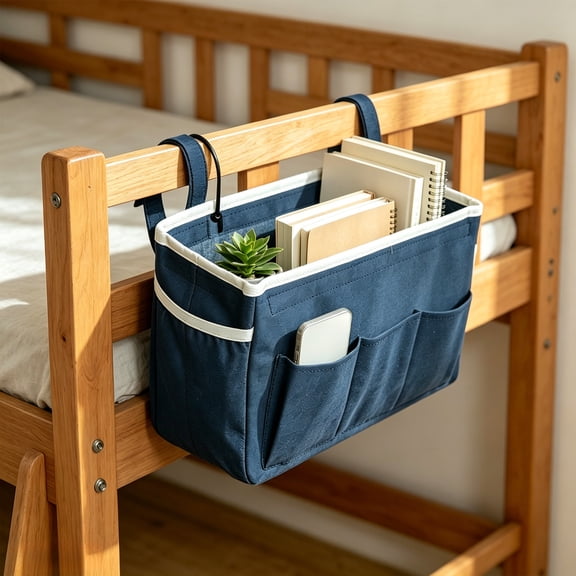 Bedside Caddy Hanging Bed Organizer Storage Bag Pocket Bedside Storage Caddy/Bedside Hanging Storage Bag For Camp Bunk Hospital Beds, College Dorm Rooms Rails,Placed Glasses,Books,Mobile Phones,Keys