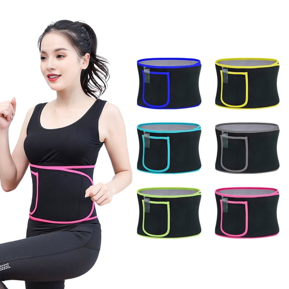 sunsanly Waist Trimmer Belt with Phone Pocket Breathable Stretch Tummy Control Slimming Belly Stomach Wrap Sweat Band Waistband Workout Fitness Equipment