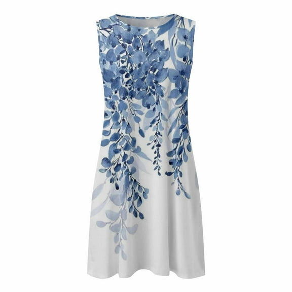 Lolmot Women's Casual Summer Sleeveless O-Neck Dresses Paisley Loose Plus Size Swing Tank Dress Hawaiian Beach Sundress with Pockets