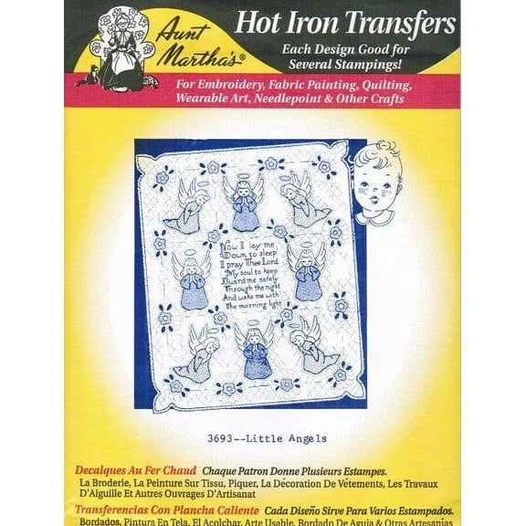 Aunt Martha's Hot Iron Embroidery Transfer paper Little Angels Design