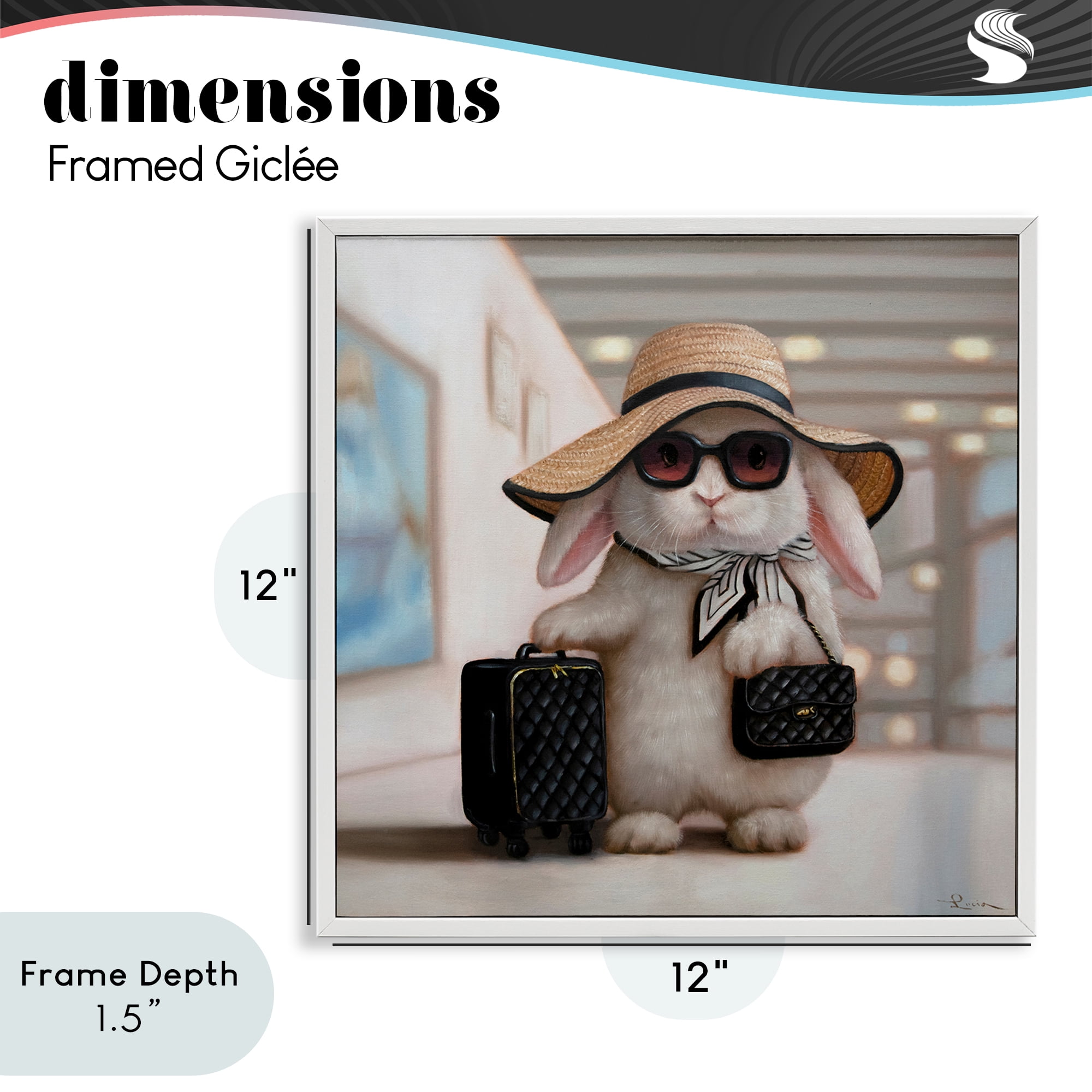 Stupell Industries Bun Voyage Traveling Rabbit White Framed Giclee Art, design by Lucia Heffernan