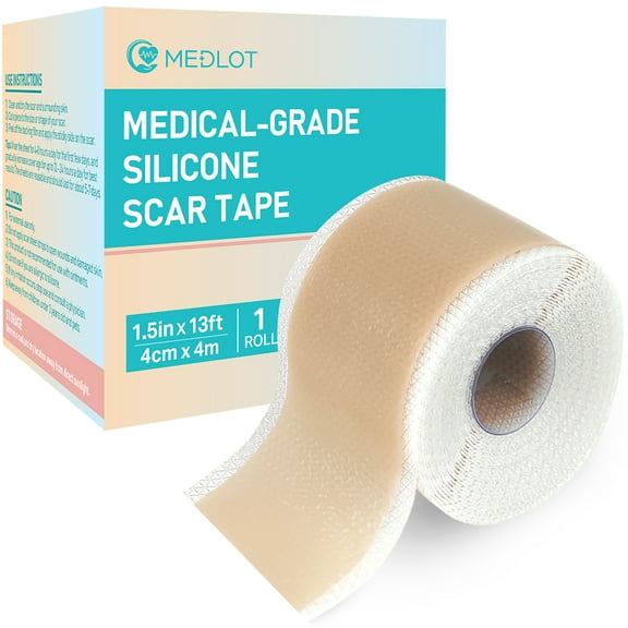 MEDLOT Silicone Scar Sheets, 1.5" x 156" Roll, Reusable Silicone Scar Strips for Scar Treatment