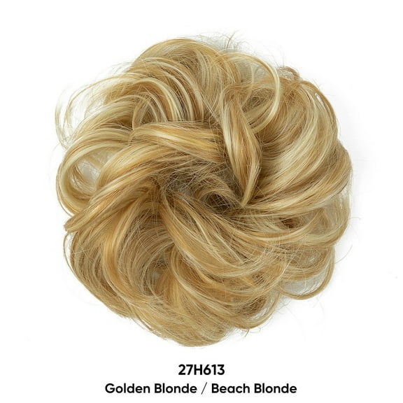 Nvzi-a Messy Bun Hair Piece Wavy Curly for Women Hair Bun Hair Piece with Elastic Band Scrunchies Stretchy Fluffy Chignon Ponytail Hairpieces Updos for Women,Golden Blonde