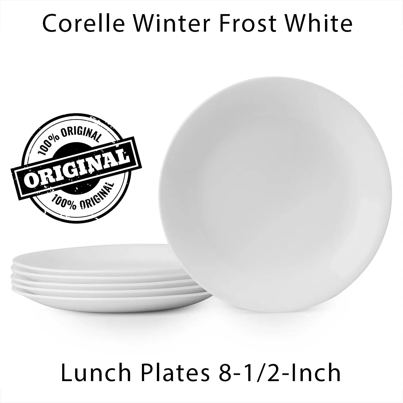 SALAD PLATES 8.5 INCH DIAMETER BRAND NEW x 8 CORELLE WINTER FROST WHITE LUNCH 