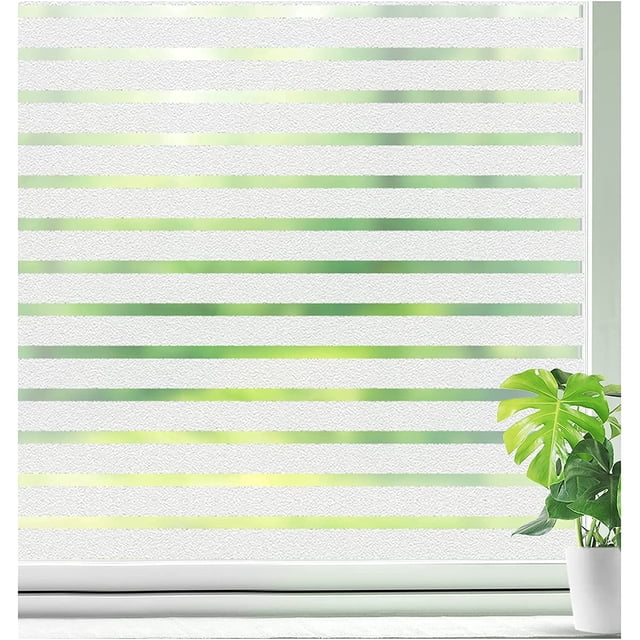 ventana electrostática Película de ventana Película de ventana opaca Película de ventana adhesiva Película de ventana de rayas esmeriladas - para oficina Dormitorio Cocina Hogar 45 x 200 cm,