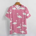 thumbnail image 3 of Flamingo Pattern Women's T-Shirt Short Sleeve T Shirts Tops Tee Ladies Loose T, 3 of 6