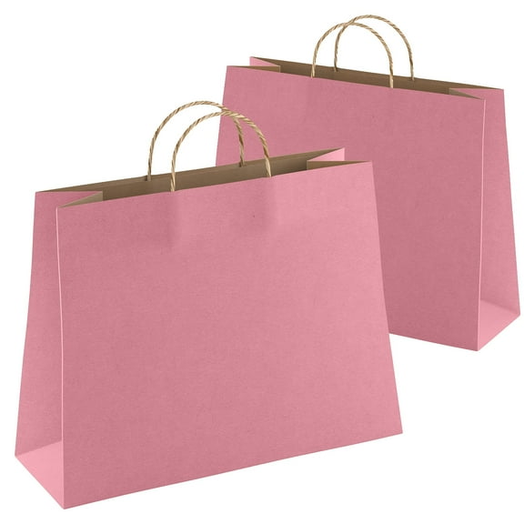 Purple Kraft Paper Bags with Handles Bulk, 16 x 6 x 12 Inch. Pack of 250 Foldable Shopping Bag, 150 GSM. Kraft Paper Gift Bags with Handles. Gift Gag Bulk for Wedding favors, Valentines Day