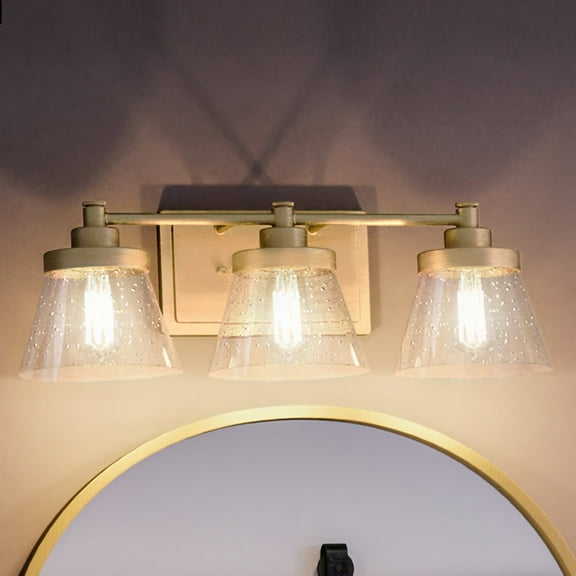 Luxury Traditional Bath Light, 7.75H x 24.5W, with Modern Farmhouse Style, Olde Brass, UHP3994 by Urban Ambiance