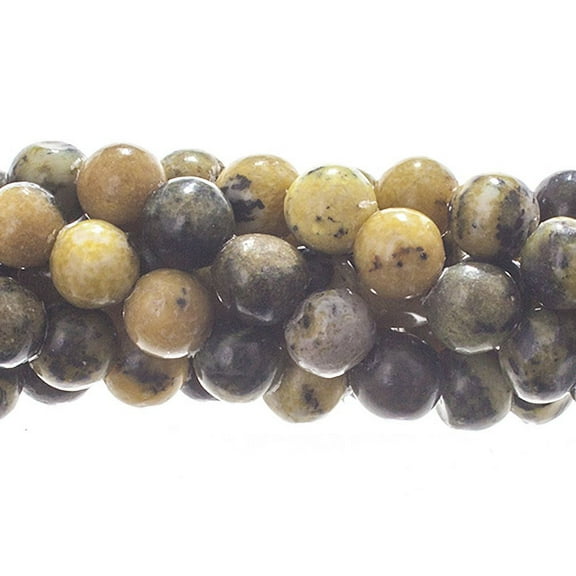 Earth's Jewel Semi-Precious 6mm Yellow Green Howlite Natural Round Strung Bead