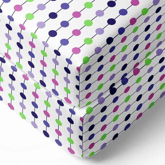 Bacati - Crib or Toddler Bed Fitted Sheet 100% Cotton Percale, Botanical, Purple/Lilac/Green/Plum