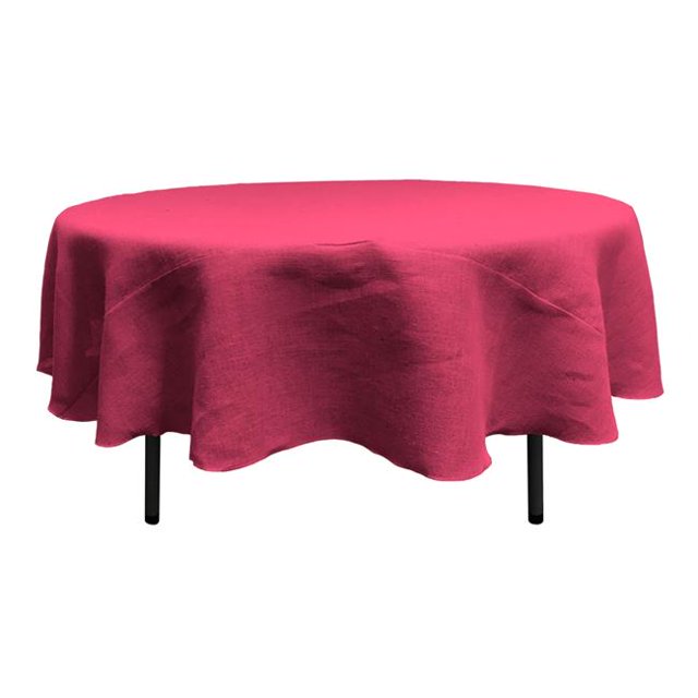 LA Linen TCBurlap72R-Fuschia Round Dyed Natural Burlap Tablecloth, Fuchsia - 72 in.