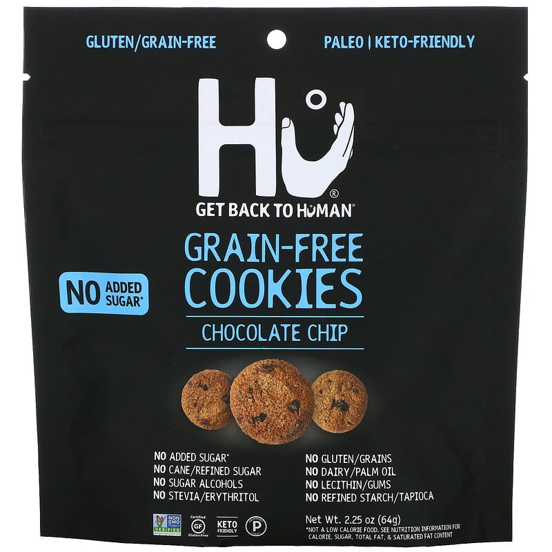 Hu, Grain-Free Cookies, Chocolate Chip, 2.25 oz Pack of 3