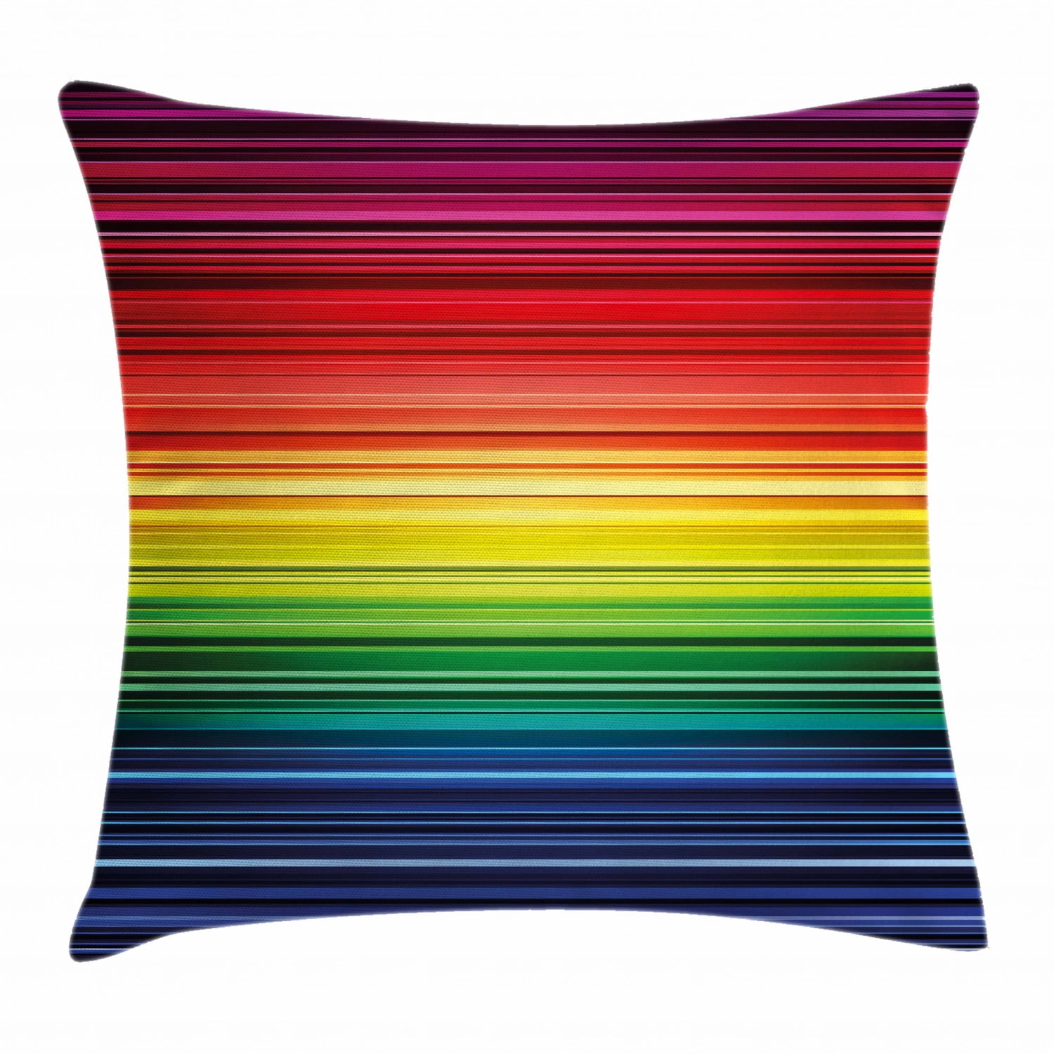 Abstract Throw Pillow Cushion Cover, Digital Rainbow Stripes with