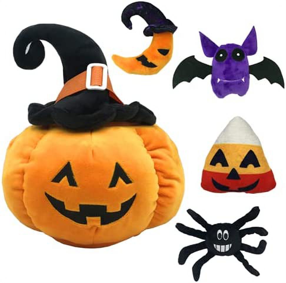 5 Pieces of Halloween Plush Toy Set,Include 12”Pumpkin Pillow Plush Toy