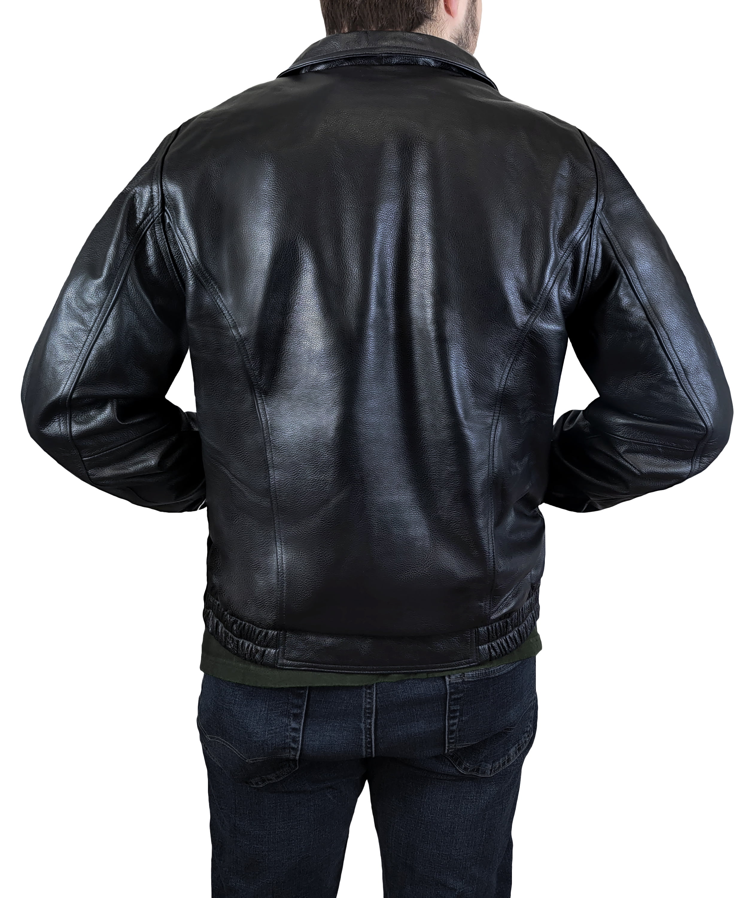 Victory Outfitters Men's Genuine Leather Bomber Jacket - Black - M
