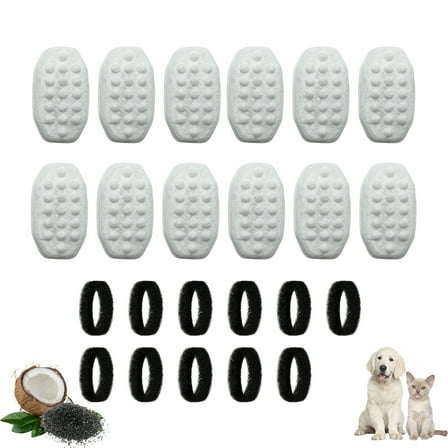 Nispira Cat Water Fountain Filter Replacement Filters for Rellaty and Neareal 108oz/3.2 Automatic Pet Water Fountain, 12 Packs