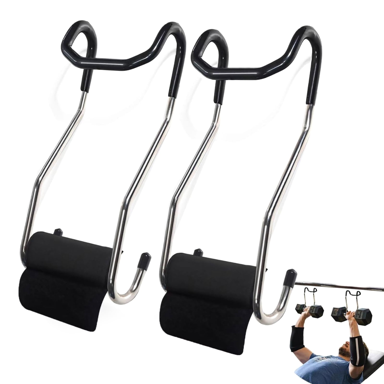 RUISINERY 1Pair Dumbbell Spotter Hook Hangers Portable Heavy Power Dumbbells Rack Attachments Dumbbell Hook Barbell Attachments
