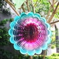 thumbnail image 2 of FONMY Stainless Steel 3D 12inch Blue-Pink Sunflower Wind Spinner, 2 of 5