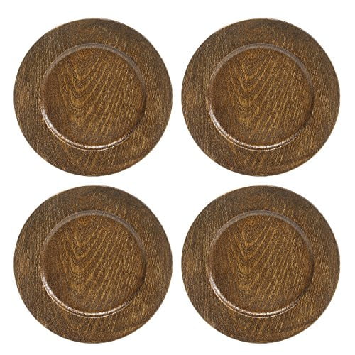 Hosley Set of 4, Brown Plastic Decorative Charger Plates
