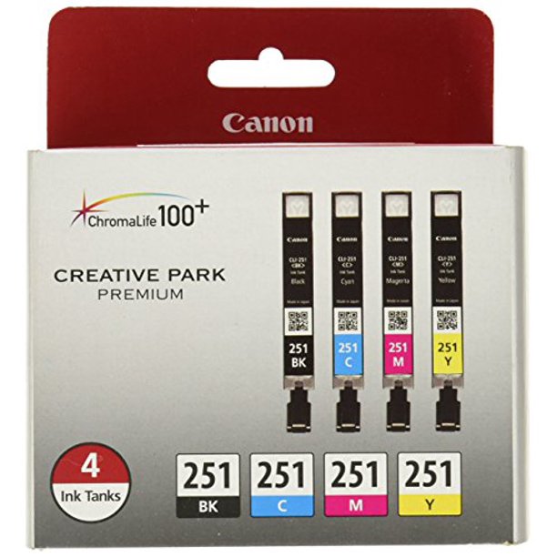 Canon Cli 251 Creative Park Premium Ink Cartridges Black Cyan Magenta Yellow 4 Color Pack Walmart Com Walmart Com