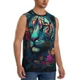thumbnail image 2 of Kdxio Colorful Flower Tiger for Men's Muscle T-shirt,Sleeveless for Workout Running Athletic Gym Lounge Casual, 2 of 5