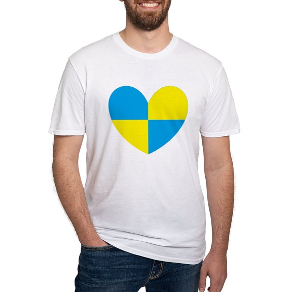CafePress - I Stand With Ukraine Heart T Shirt - Fitted T-Shirt, Vintage Fit Soft Cotton Tee