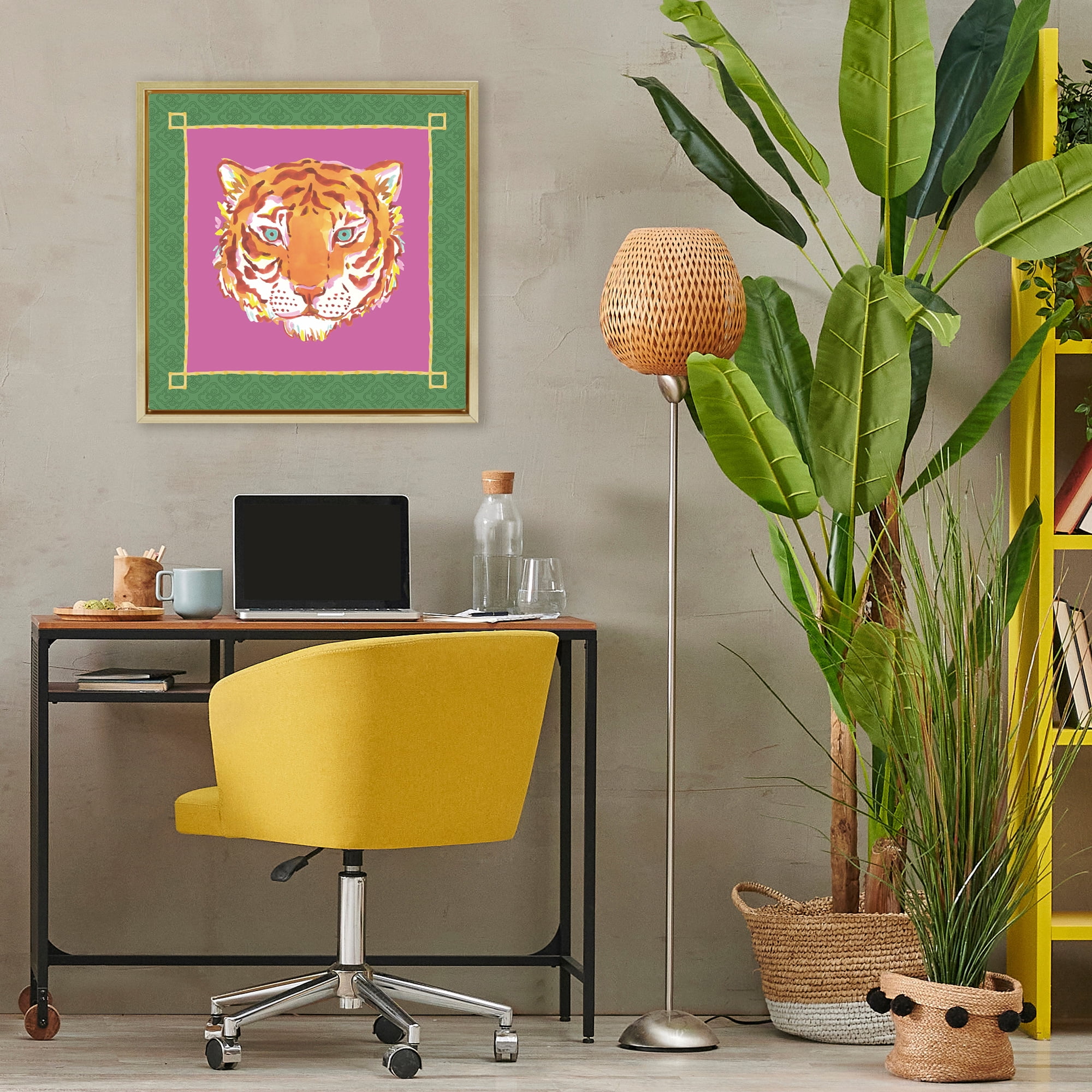 Stupell Industries Bordered Exotic Tiger Portrait Gold Framed Floater Canvas Wall Art, design by Karolina Sato
