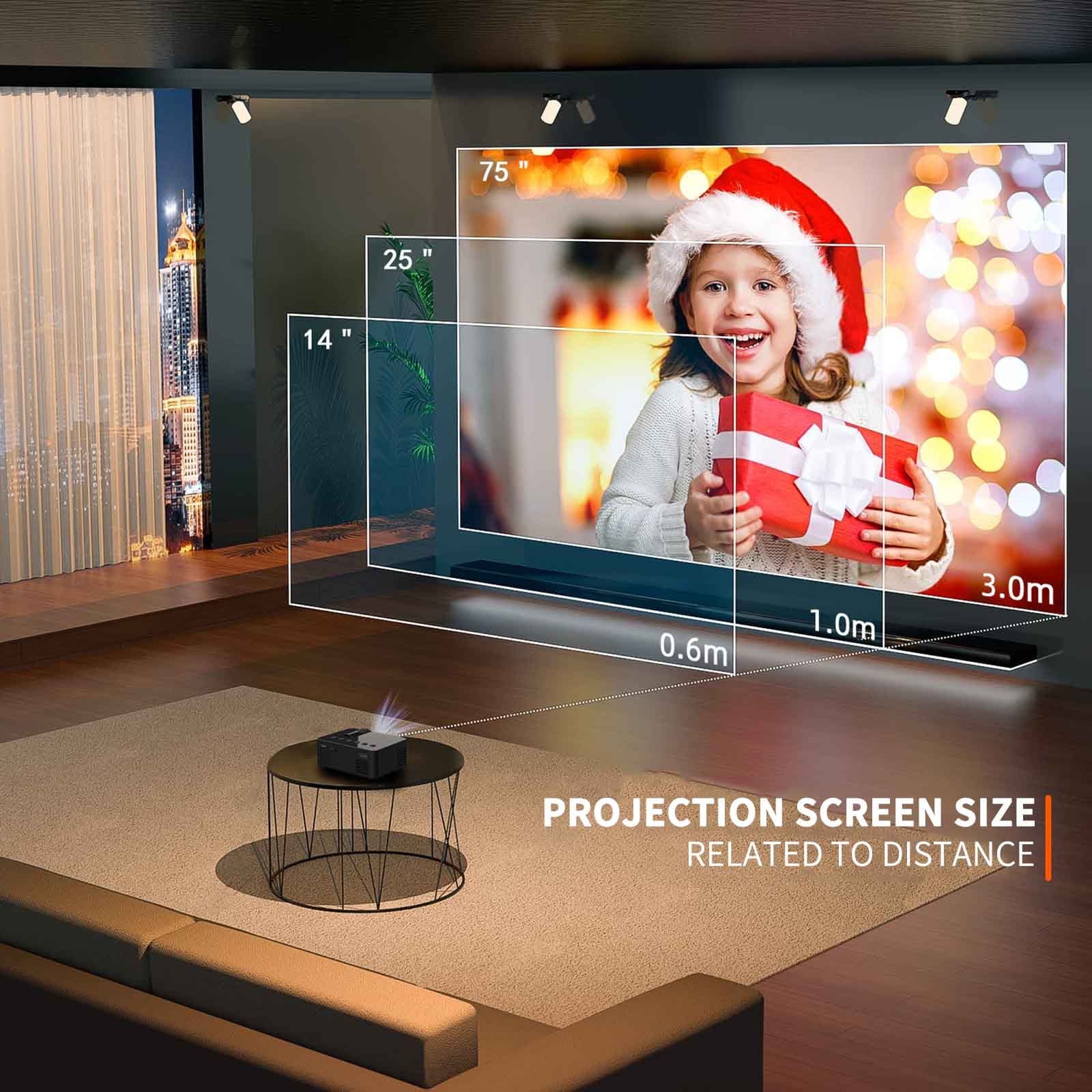 YZEGDCH Tech Portable Mini Projector with Wifi and Bluetooth Home Theater Video Projectors for Outdoor Indoor Bedroom Use Mini HD Home Wireless Phone Projection