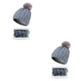 thumbnail image 3 of QualitChoice Winter Caps Decorative Hat Scarf Set Adorable Autumn Crochet Neckerchief Sports Two-piece Stylish Collar Gray 2Set, 3 of 6