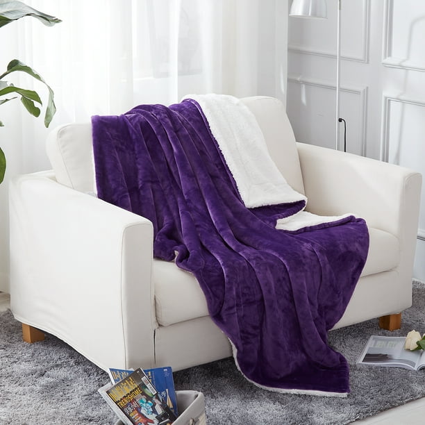 Throw Blanket (50"x60", Purple), Sherpa Throw Blanket for Couch, Plush