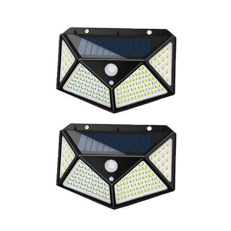 

NUOLUX 2pcs Solar Lights Outdoor 100 LED Super Bright Motion Sensor Light Wireless Waterproof Security Wall Lights for Front Door Yard Garage Deck Pathway Black