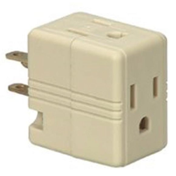Cooper Wiring 1482V-BOX Ivory, 3 Outlet 3 Wire Cube Tap